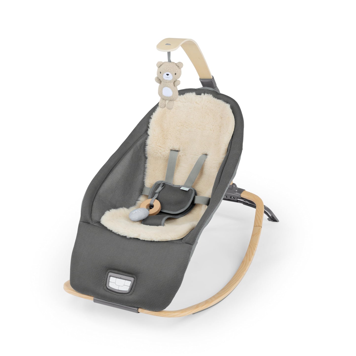 Ingenuity, Cuddle Lamb Babywippe Babyschaukel mit Schaukelfunktion und Vibrationen, Spielbogen mit 2 Plüsch Spielzeug, Musik, 4 Naturgeräuschen und Lautstärkeregler, ab Geburt bis 18 kg