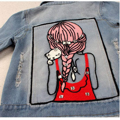 Amur Leopard Kids Girls Denim Jacket Cotton Denim Jacket Cute Children Spring Autumn Jacket 
