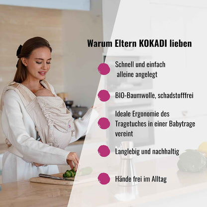 KOKADI Babytrage Flip Just Mint - Babytrage ab Geburt ✓ Ergonomisch ✓ Mitwachsend ✓ Half-Buckle ✓ Bio-Baumwolle ✓ GOTS zertifiziert ✓ GRATIS BeutelGröße: Baby