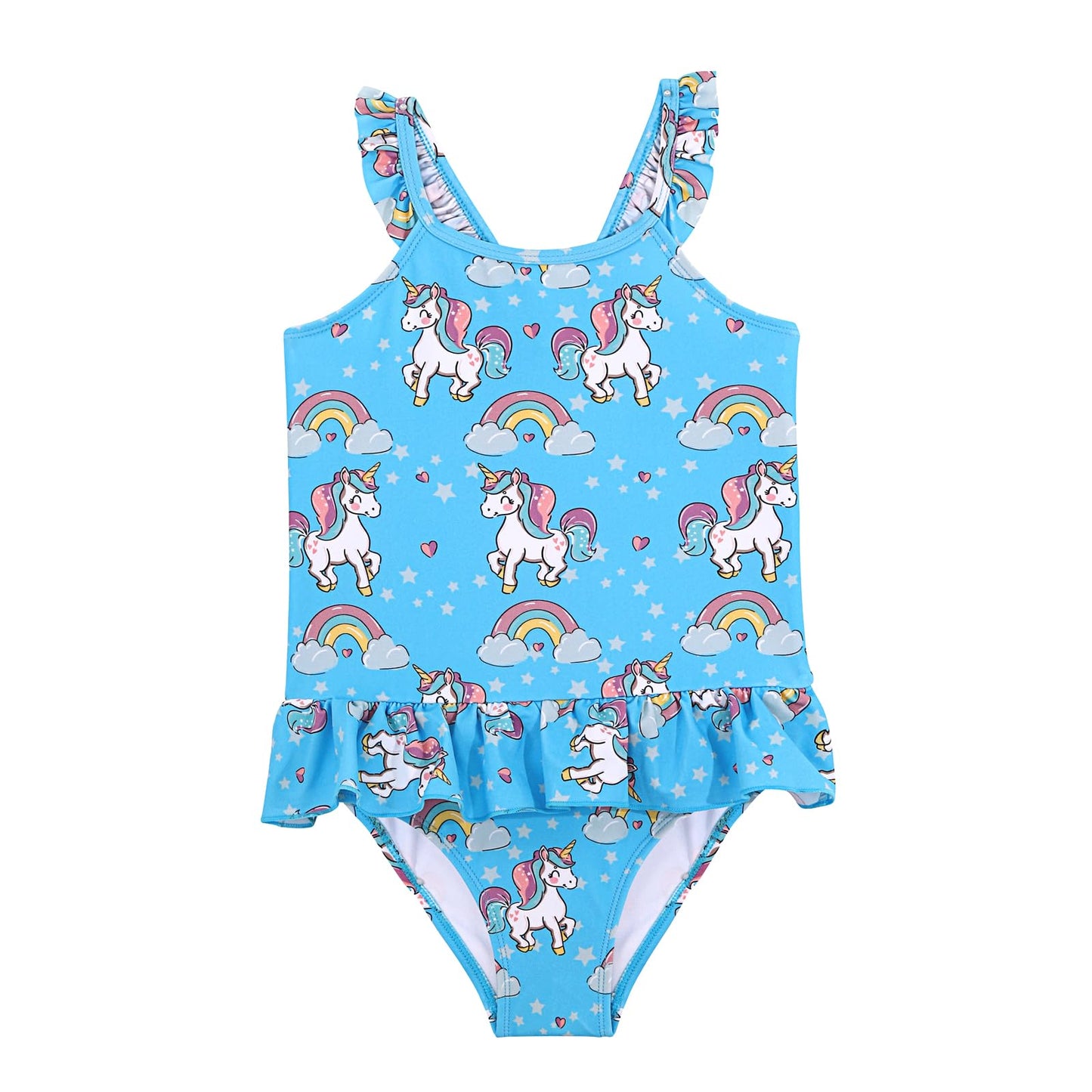 TIZAX Badeanzug für Mädchen Einteiliger Schwimmanzug Kleinkind Niedliche Rüschen Bademode Schnell trocknende Sommerferien Bikini für Kinder 2~7 Jahre
