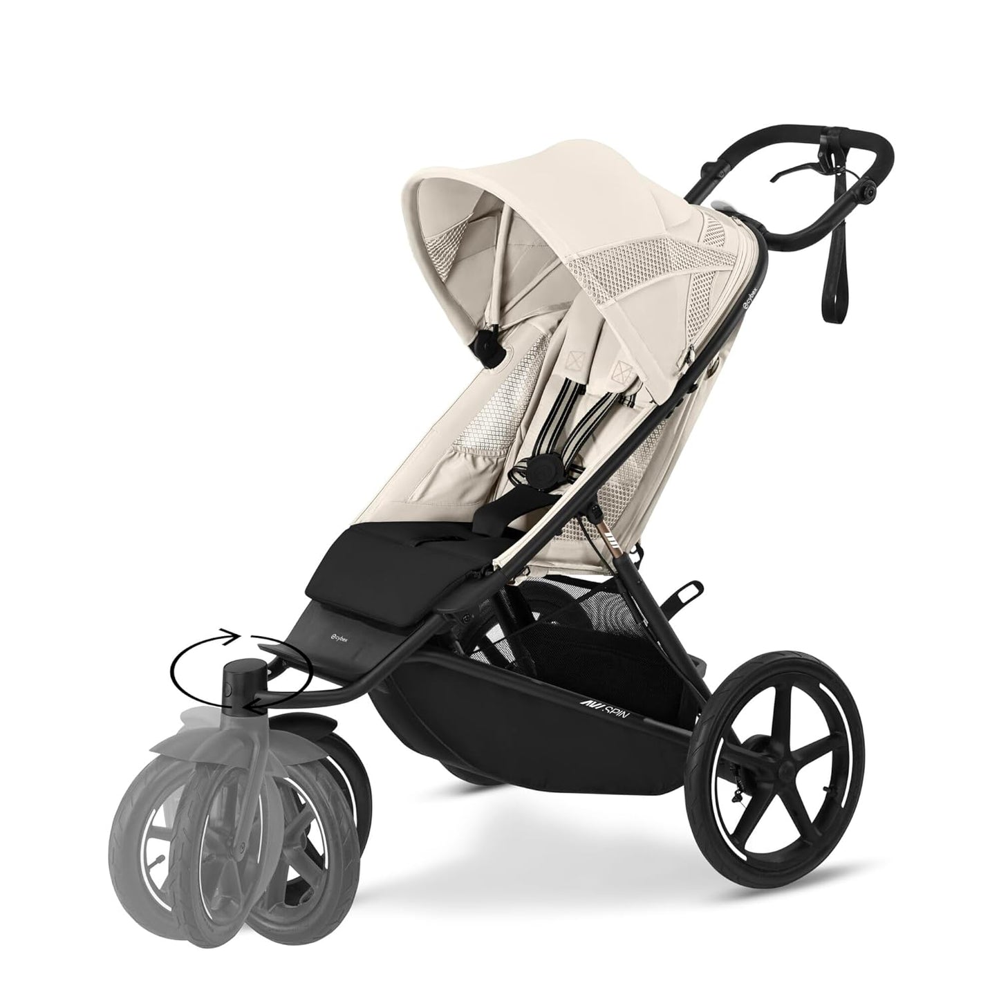 CYBEX Gold AVI SPIN Kinderwagen, Ab Geburt bis ca. 4 Jahre, Max. 111 cm und 22 kg, City-, All-Terrain-Kinderwagen, Moss Green