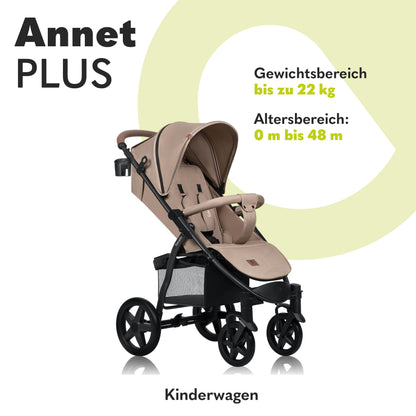 LIONELO Annet Plus Buggy up to 22 kg with Reclining Function, Small Folding Pushchair with Accessories, EVA Foam Wheels, Mosquito Net, Foot Cover Drink Holder, Basket Dreamin