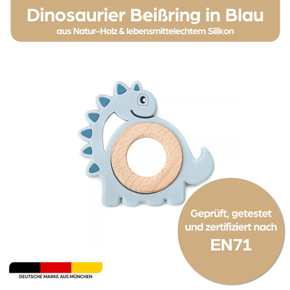 Schildkröte Beißring für Baby Natur Holz & Silikon Blau - Kauspielzeug, Zahnen-Hilfe & Greifling - Babyspielzeug Beissring Geschenk zur Geburt - Holz-Spielzeug nachhaltig, BPA-frei schadstofffrei
