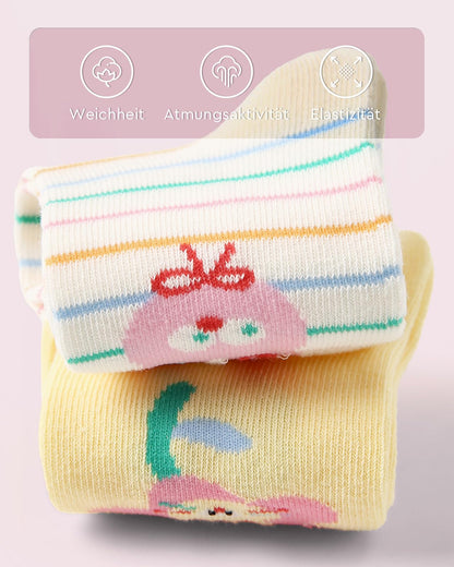 Kyopp 10 Paar Socken Kinder Mädchen und Jungen Klassisch Socken Lustig Cotton Socken Crew Socks Winter/Sommer