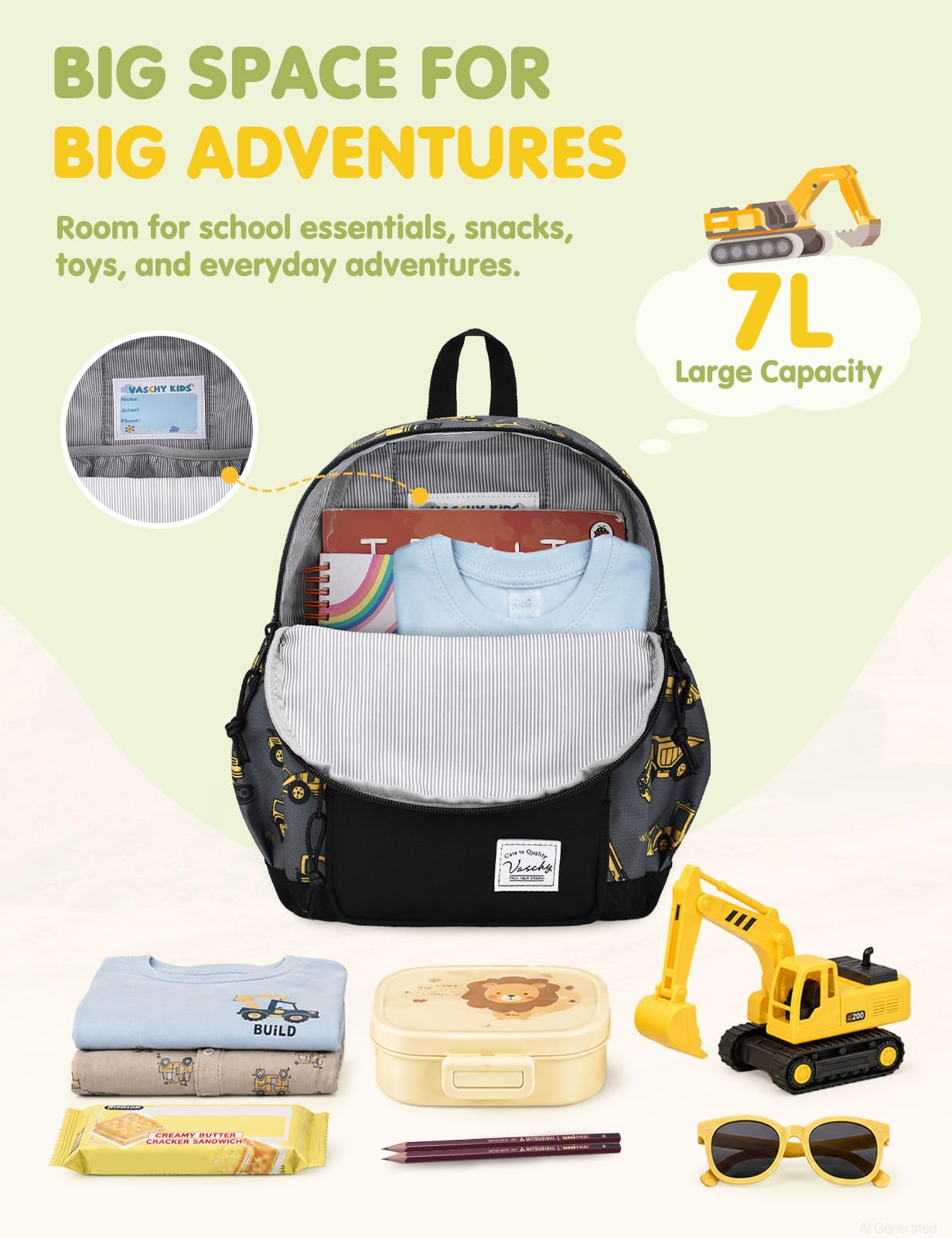 Rucksack für Mädchen, 4-6 Jahre, Schulrucksack mit Seitentaschen und Brustgurt, 127-Einhorn, one size, Niedlich