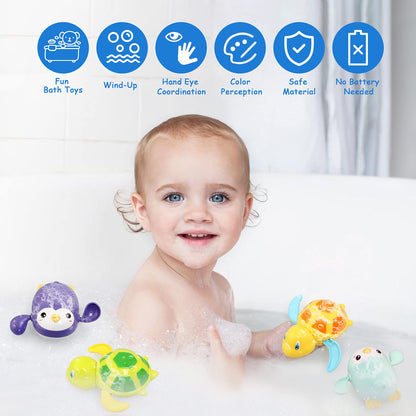 BelleStyle Baby Badespielzeug, Badewannenspielzeug für Baby Kinder Ab 1 2 3 4 Jahr, Wasserspielzeug Uhrwerk Schwimmende Aufzieh Schwimmbad Badewanne Bad Spielzeug für Kleinkinder Jungen Mädchen
