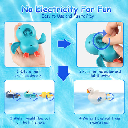 BelleStyle Baby Badespielzeug, Badewannenspielzeug für Baby Kinder Ab 1 2 3 4 Jahr, Wasserspielzeug Uhrwerk Schwimmende Aufzieh Schwimmbad Badewanne Bad Spielzeug für Kleinkinder Jungen Mädchen