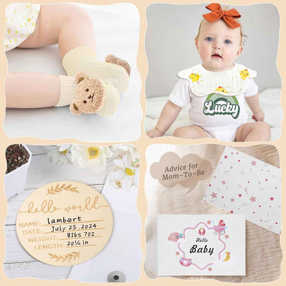 vamei Baby Gift Boys, Newborn Gift Baby Gifts for Birth Boy Girl with Baby Romper Bath Towels Bib Socks Rattle Memory Box Greeting Cards Baby Shower Party