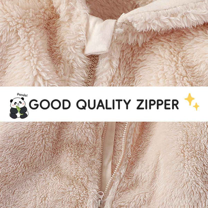 JiAmy Baby Fleece Jacket Hoodie Set Zip Toddler Baby Clothing Winter Coat with Ears Hood Plush Fluffy Infant Boys Girls Tops and Trousers Outfit 2 Pieces 12 Months - 4 Years