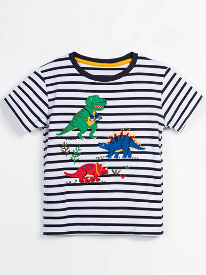 YOUNGSOUL Jungen T-Shirt Dinosaurier Kinder Kurzarm Tee Shirt Sommer Tops 3er-Pack