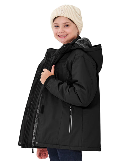 MoFiz Girls' Winter Jacket, Ski Jacket, Children's Softshell Jacket, Fleece Lining, Windproof, Outdoor Jacket with Hood