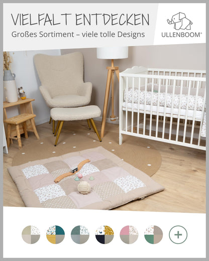 ULLENBOOM Krabbeldecke für Baby 100x100 cm, 100% OEKO-TEX Materialien, Made in EU, Dick & weich gepolstert, Sandblume - ideal als Babydecke, Laufgittereinlage & Spieldecke Baby