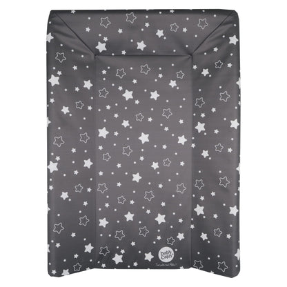 babyCalin Luxury Star Wickelauflage Dunkelgrau 50 x 70 cm - Mit aufgedruckter Maßtabelle