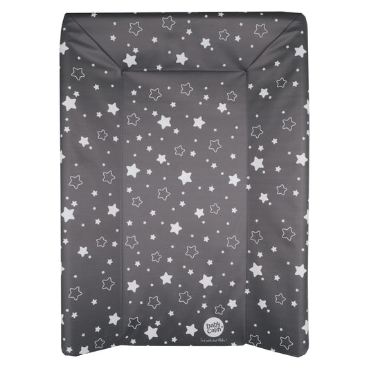 babyCalin Luxury Star Wickelauflage Dunkelgrau 50 x 70 cm - Mit aufgedruckter Maßtabelle