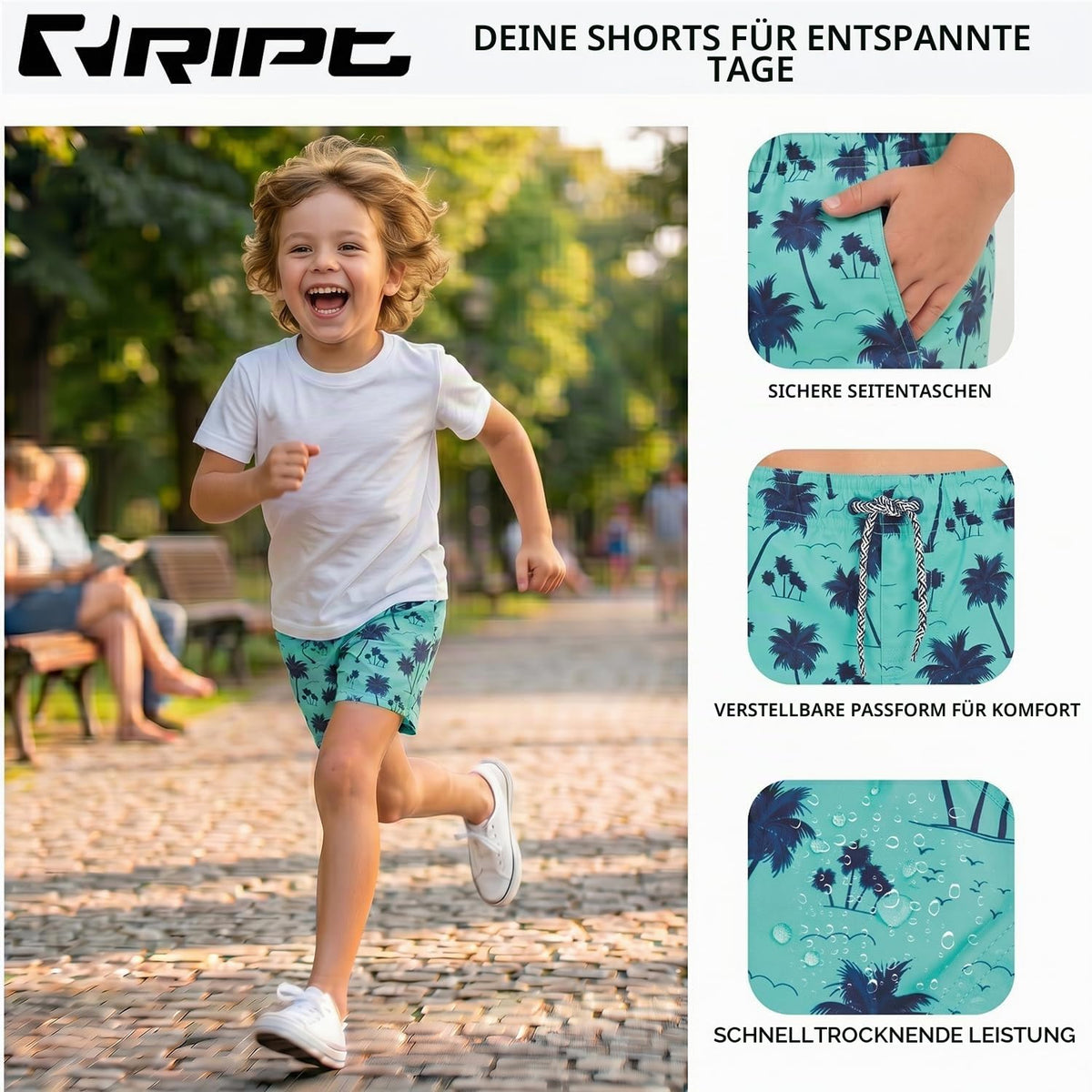 Schnelltrocknende Badeshorts für Jungen – UV50 Sonnenschutz für Aktiven Sommer Spaß