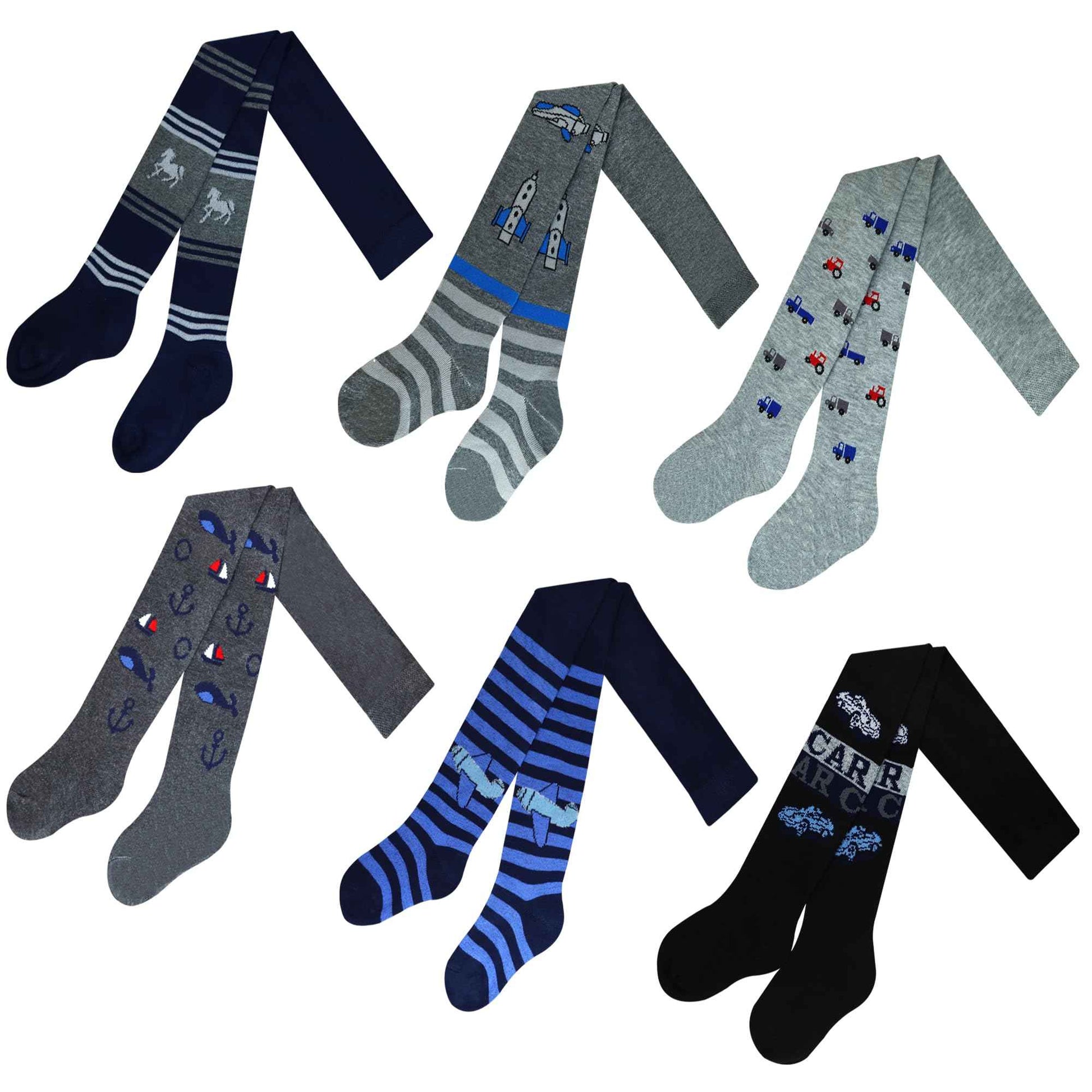 MRCC 12777 Pack of 6 Boys' Children's Knitted Tights Fine Knitted Cotton