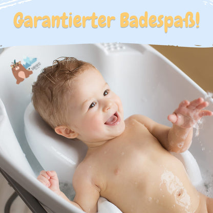Baby Badewanne mit Gestell 4 Set TÜV Rheinland zertifiziert! Babybadewannen + Baby Badewannensitz +Abfluss + Gestell - Babywanne mit Ständer! Baby Pflegeset für Neugeborene.