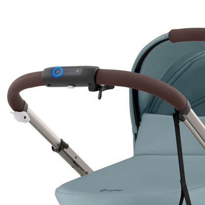 CYBEX Gold Kinderwagen e-GAZELLE S, Ab Geburt bis ca. 4 Jahre, Max. 22 kg (Single-Modus) / 2x 22 kg (Duo-Modus), All-in-1-System mit E-Antrieb und 20+ Konfigurationen, Stone Grey