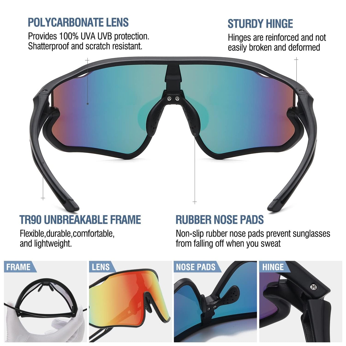 DUCO DK268 Children's Sunglasses Youth Baseball Sunglasses Lightweight TR90 Frame UV400 Sports Cycling Sunglasses for Boys Girls