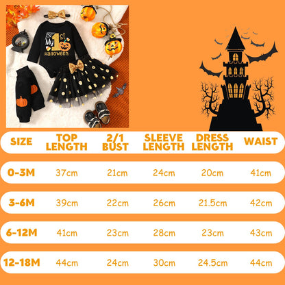 Baby Girl Halloween Outfit, My First Halloween Baby Girl Clothing, Halloween Outfit Baby, Newborn Halloween Baby Pumpkin Romper + Tutu Skirt + Leg Warmer + Headband, Baby Clothing Halloween