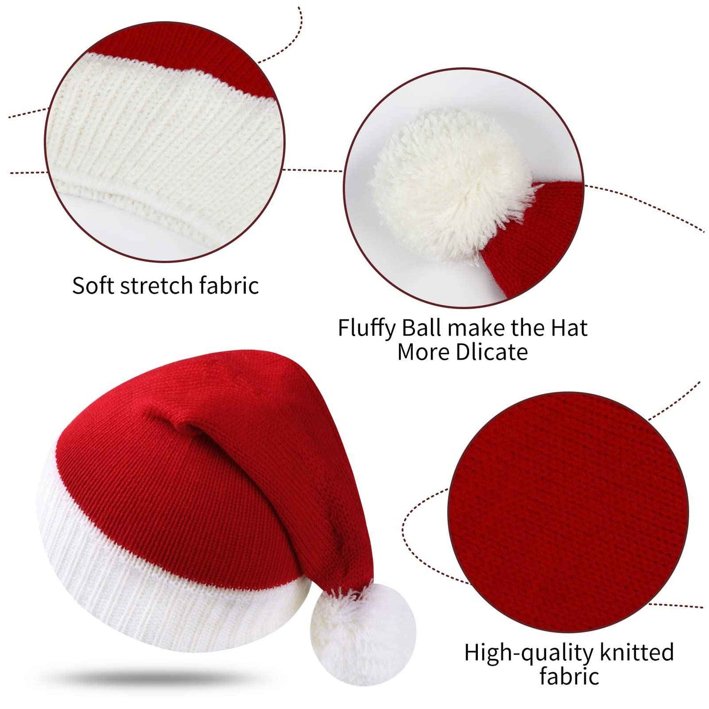 Christmas Hat Baby Small Santa Hats with Bobble Santa Claus Decorative Knitted Jumper Hats Red for Baby Toddler Children Gift Christmas Hat