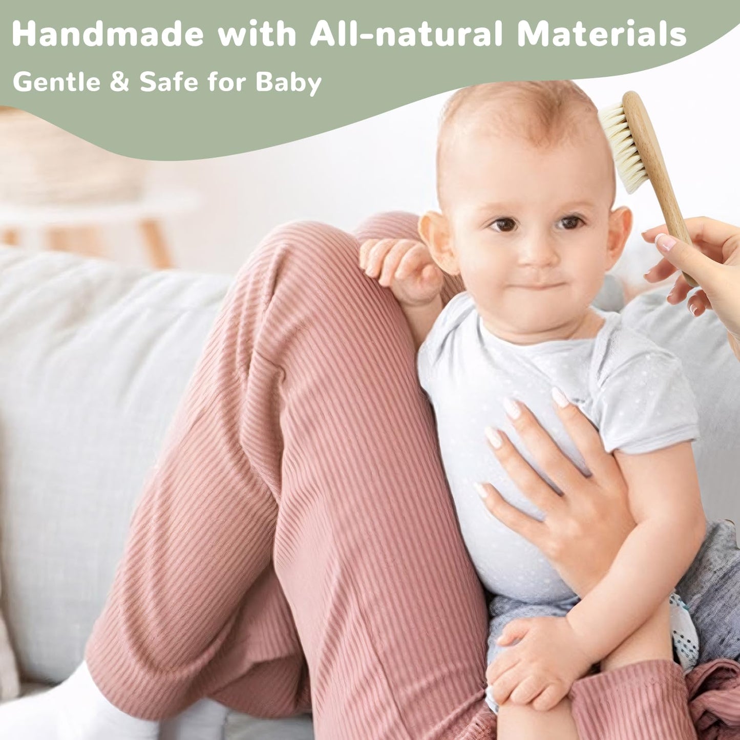 YTACREA Schmusetuch Baby, Baby Geschenk Mädchen Junge Personalisierte Geschenk Neugeborenen mit Schmusetuch, Lätzchen, Turban, Meilensteinkarten, Bürsten und Socken, Khaki