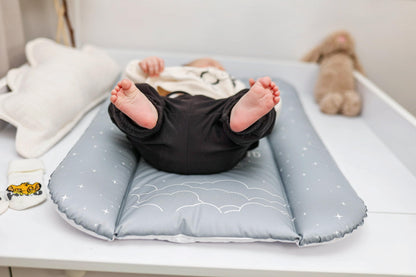 Wickelauflage Wickelunterlage abwaschbar und wasserdicht 75x72 cm - Wickelmatte zum Auflegen auf Wickeltisch Wickelaufsatz Wickelkommode oder Waschmaschine changing mat 75 x 72 Safari Motiv