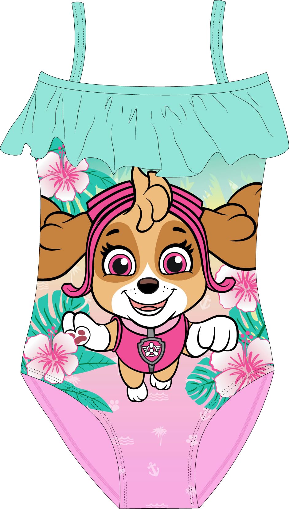 Paw Patrol Skye Everest Badeanzug für Mädchen Einteiler Kinder Schwimmanzug Monokoni Fast Dry Gr. 98/104 110/116 122/128