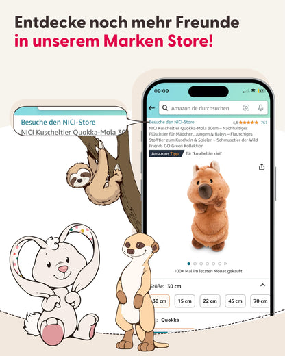Kuscheltier Känguru Kelly 15cm braun - Stofftier aus weichem Plüsch, niedliches Plüschtier zum Kuscheln und Spielen, für Kinder & Erwachsene, tolle Geschenkidee