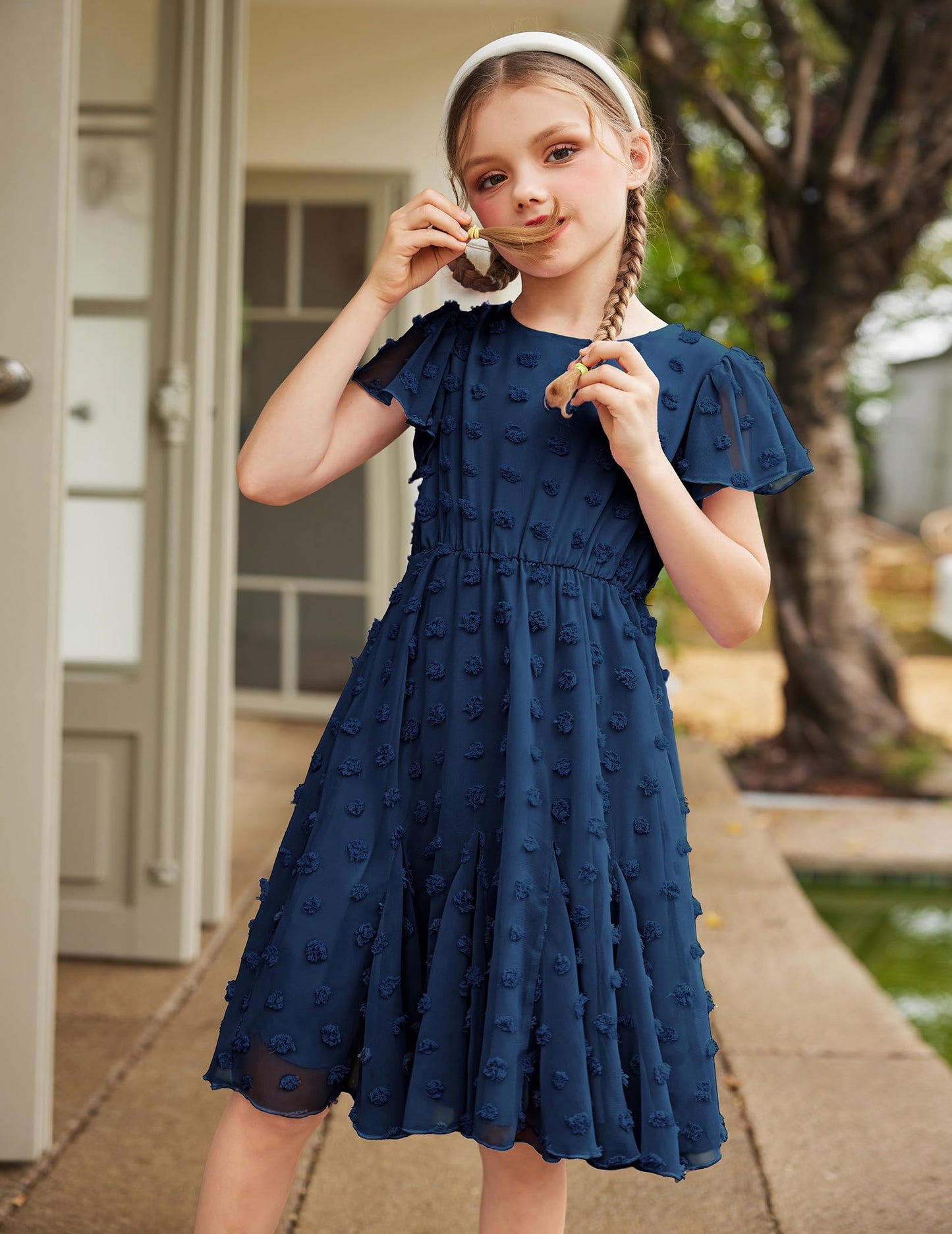 Flypigs Kleid Mädchen Festlich Hochzeit Party Kurzarm Sommer Freizeitkleid Prinzessin Chiffon Kleider Kinder Teenager Kleidung 3-12 Jahre