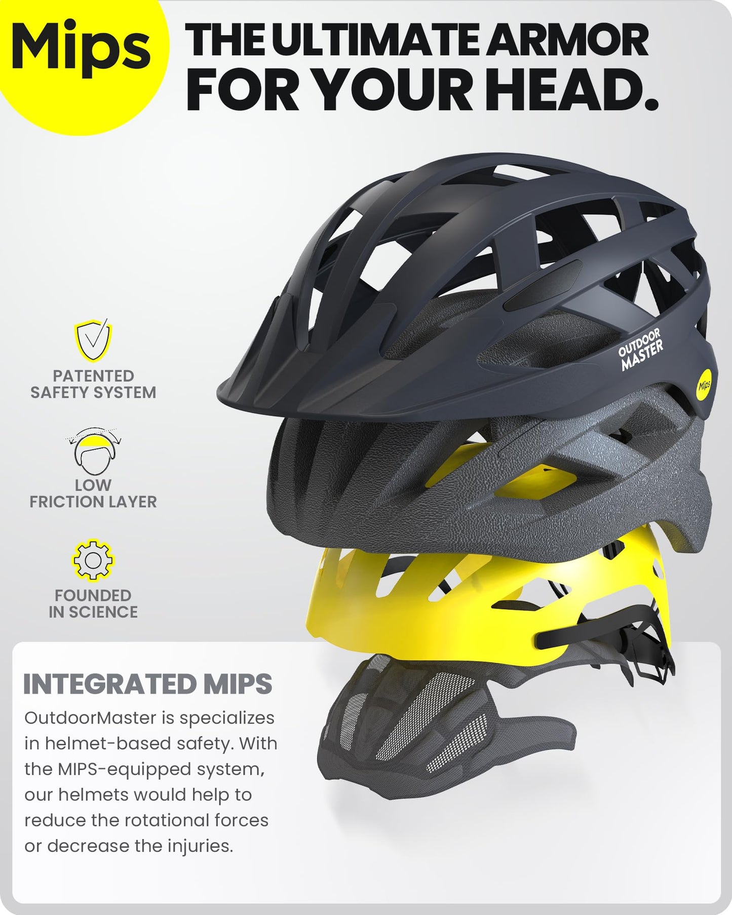 OutdoorMaster MIPS Fahrradhelm - Zwei herausnehmbare Innenfutter & Belüftung in Multi-Environment - Fahrradhelm in Mountain, Autobahn für Jugendliche & Erwachsene