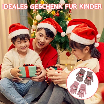 ZDQC 2 Paar Warme Strickhandschuhe Kinder,Süße Handschuhe Kinder,Handschuhe Kinder Stretch,Winter Warme Strickhandschuhe,Vollfinger Handschuhe,Fingerhandschuhe Kinder Winter