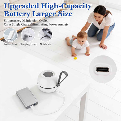 Tragbarer Schnuller-Sterilisator, UV-Baby Sterilisator für Schnuller, 99,99% Sterilisation in 3 Minuten, UV Baby Desinfektionsgerät für Zuhause und Unterwegs, Für 2 Schnuller, Für Reisen & Zuhause