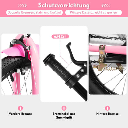 HUSPOO 16 Zoll Kinderfahrrad, Kinderfahrrad für Jungen und Mädchen Kinder, Anfänger Fahrrad Kinderfahrrad Radfahren mit Stabilisatoren und Korb, geeignet für Kinder im Alter von 5-8 Jahren - Meloni2
