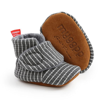 Sehfupoye Toddler Baby Boys Girls Cotton Booties Shoes Striped Soft Sole Newborn First Hiking Shoes Warm Fleece Boots 0-18M