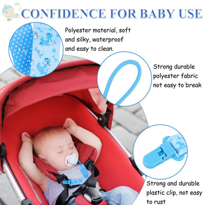 Schnullerkette Junge, 5er Baby Schnullerband Stoff mit 5er Silikonring, Schnullerketten mit Clips, Personalisiert Nuckelketten für Schnur Lätzchen Dreieckstuch Schnuller (Braun)
