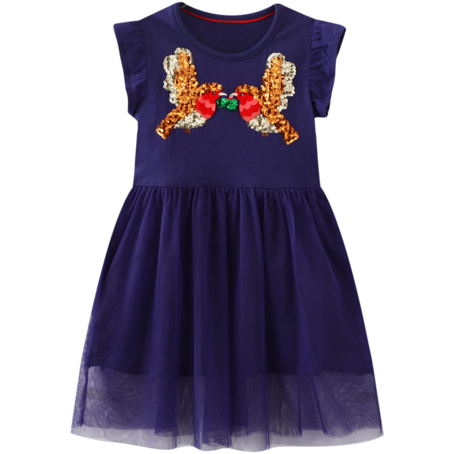 Baogaier Kleid Mädchen Pailletten Tüll Kleider Baumwolle Sommerkleid Sommer Frühling T-Shirt Tüllkleid Kinderkleid Gr. 92-122