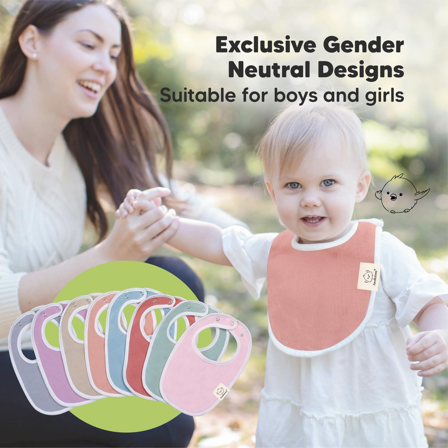 Baby Bibs for Boys &amp; Girls - 8-Pack Organic Cotton Teething Bibs - Baby Bibs for Girls &amp; Boys - Large Bibs for Infants, Toddlers (Wilderness) 