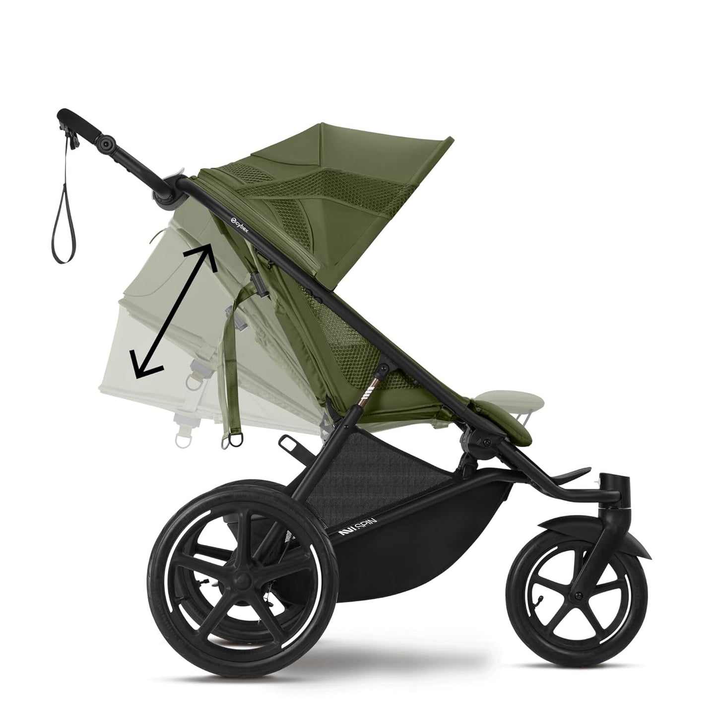 CYBEX Gold AVI SPIN Kinderwagen, Ab Geburt bis ca. 4 Jahre, Max. 111 cm und 22 kg, City-, All-Terrain-Kinderwagen, Moss Green