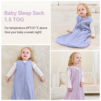 Unnivoll Baby Sleeping Bag, 1.5 Tog Baby Sleeping Bag, 0-6 Months, Pack of 2, Sleeping Bag, Winter, Autumn, 67 cm, for Boys and Girls, Newborns, Coffee