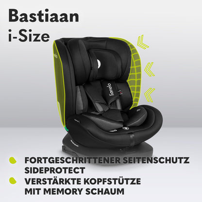 LIONELO Bastiaan i-Size One 360o drehbarer Autositz für Kinder von 40-150 cm, Montage in Fahrtrichtung und entgegen der Fahrtrichtung möglich, ISOFIX Pas TopTether Einstellbare Rückenlehne