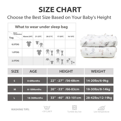 Mosebears Winter Sleeping Bag Baby 2.5 Tog, Bamboo Fibre Baby Sleeping Bag, Extremely Soft and Warm L (18-36 Months)