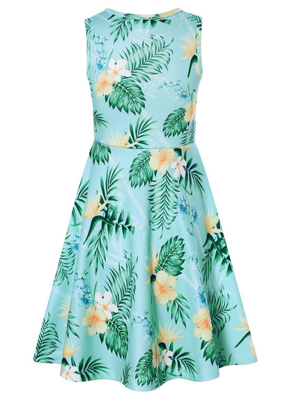 kids4ever Mädchen Kleid Ärmellos Sommerkleid Rundhals A-Linie Swing Kleid Meerjungfrau Galaxie Prinzessin Party Geburtstag 4-12 Jahre