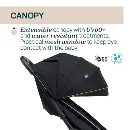 Chicco, Glee Pushchair from 0 Months to 4 Years with Automatic and Compact Closure, Extendable Hood with SPF 50+ and Rain Cover, 3-Level Adjustable Backrest, Leg Rest