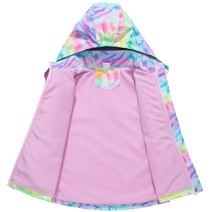 SXSHUN Children's Girls' Softshell Jacket with Fleece Lining Transition Jacket Print Hiking Jacket Outdoor Jacket Warm Windproof Breathable Spring Autumn 