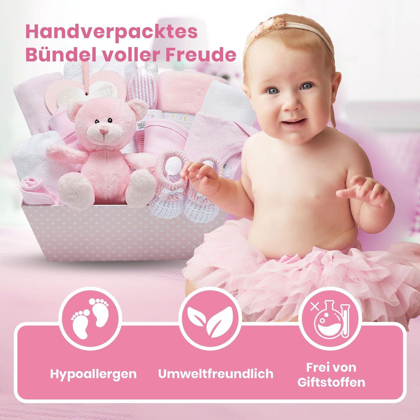 Baby Box Shop 14 Baby Gifts for Birth Boy, Ideal for Baby Showers, Baby Shower Gifts, with New Baby Essentials for Newborn Boys and a Blue Plush Teddy Bear