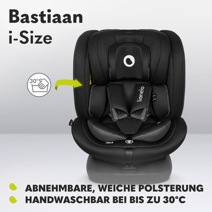 LIONELO Bastiaan i-Size One 360o drehbarer Autositz für Kinder von 40-150 cm, Montage in Fahrtrichtung und entgegen der Fahrtrichtung möglich, ISOFIX Pas TopTether Einstellbare Rückenlehne