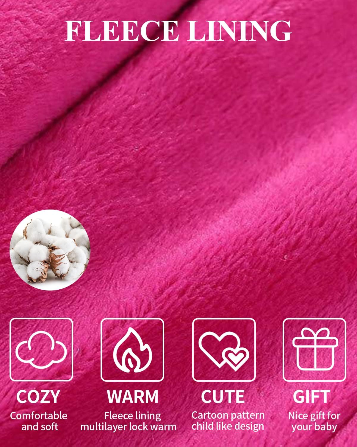 Baby Romper with Hood, Snowsuits with Gloves and Booties, for Toddlers, Fleece Cotton Romper for Toddlers, Boys and Girls, Warm Jumpsuit, Winter Jacket, 6-9 Months