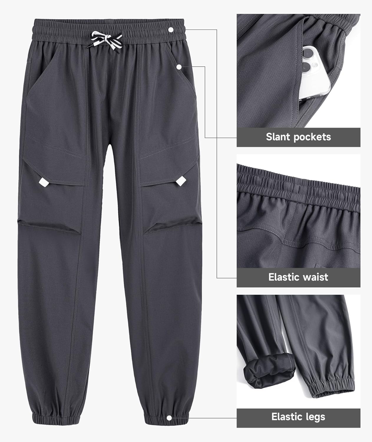 YOUNGSOUL Cargohose Jungen Wasserdicht Kinder Wanderhose Outdoor Jungs Cargo Hose mit Gummizug