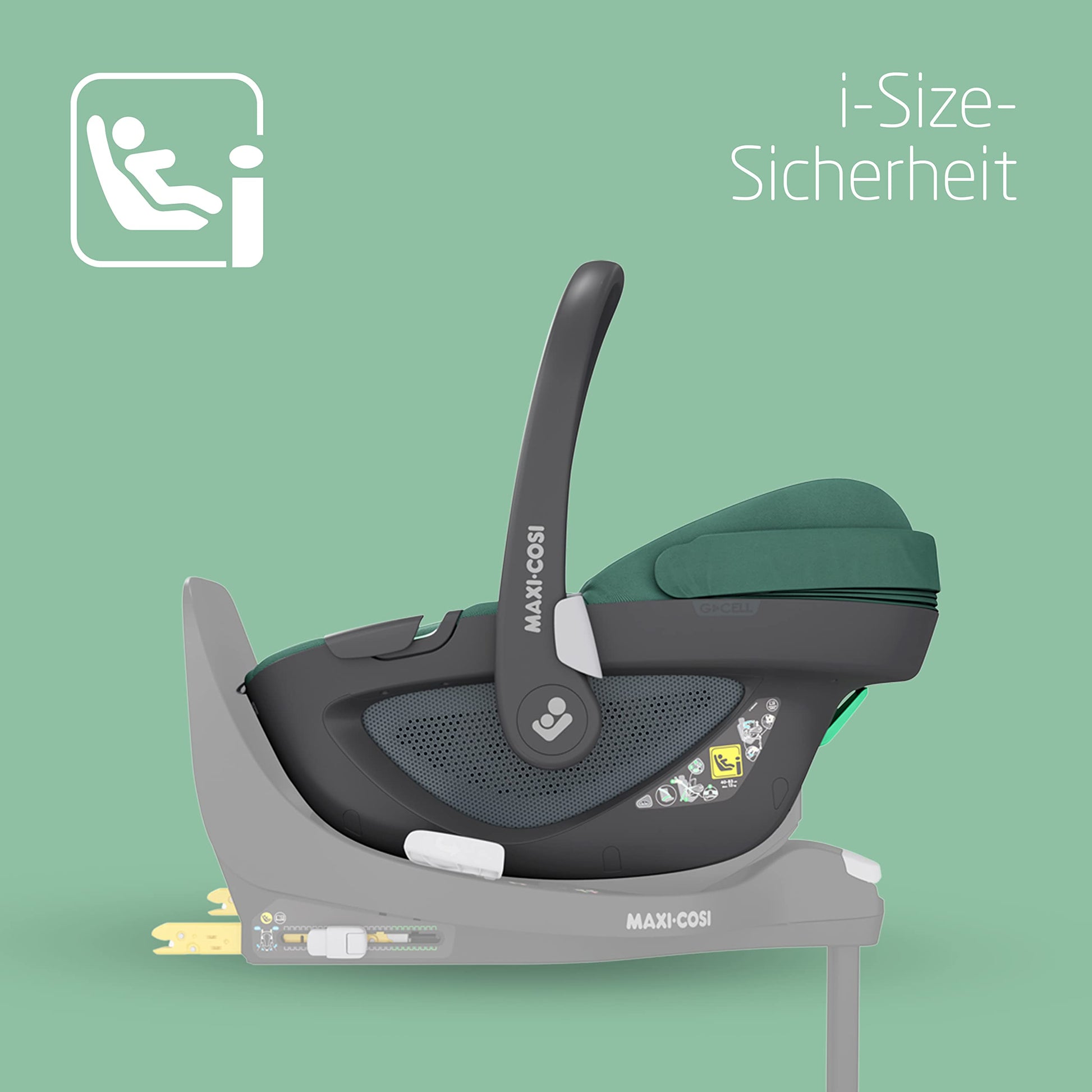 Maxi-Cosi Pebble 360 i-Size Babyschale Drehbar, Neugeborenen Autositz 360 Grad, 0–15 Monate (40–83 cm), Drehung mit einer, ClimaFlow, Easy-In-Gurt, G-CELL Seitenaufprallschutz, Essential Green - Meloni2